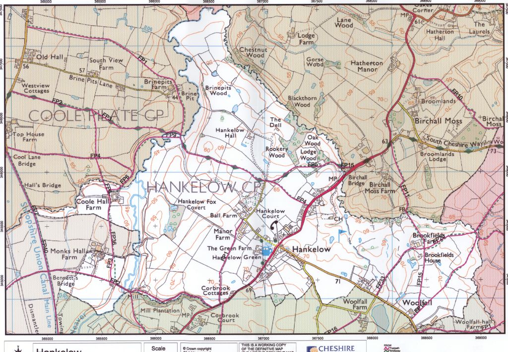 Map of Hankelow Parish boundaries