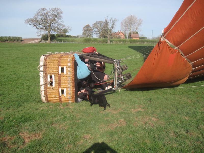 A balloon just misses landing in Hankelow Parish in Spring 2013 - finally lands in Coole Pilate Parish to much merriment