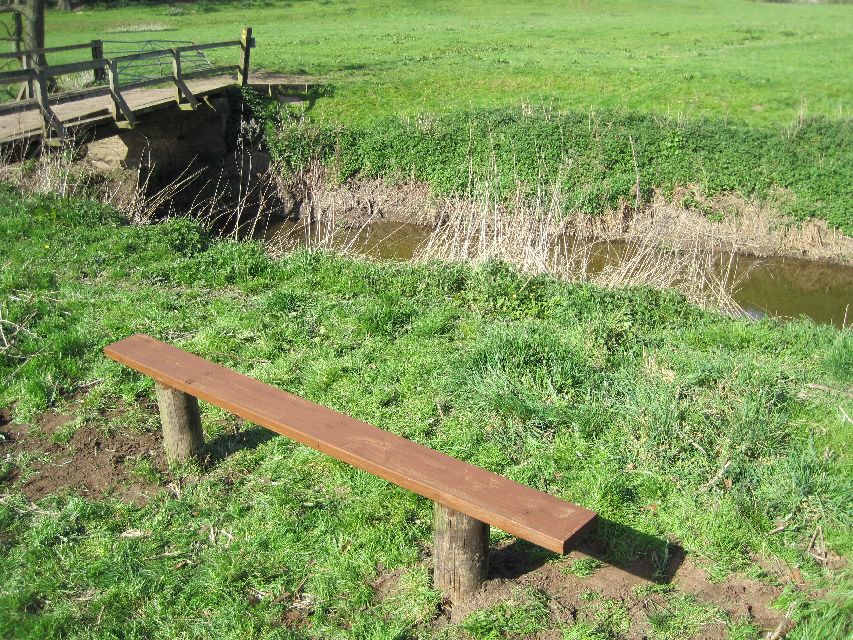 Erecting the bench by the River Weaver on the South Cheshire Way in April 2011