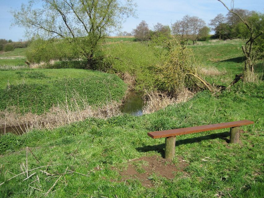 Erecting the bench by the River Weaver on the South Cheshire Way in April 2011