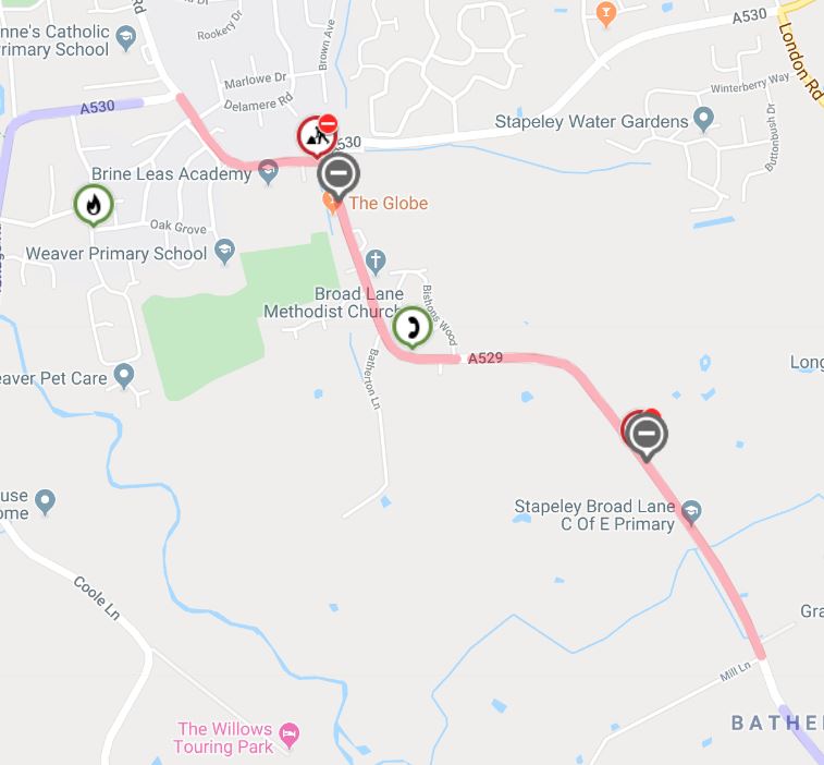 Road closure map